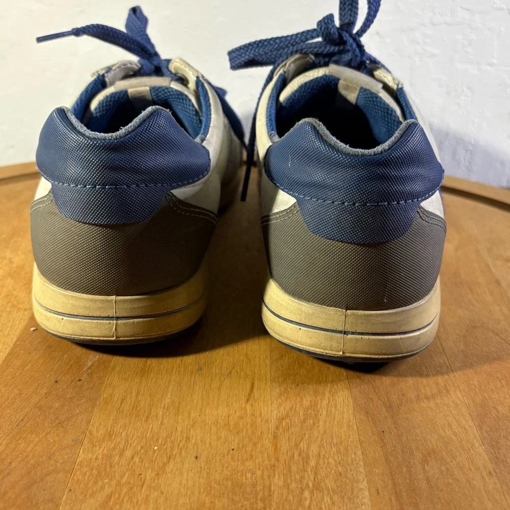 Ecco Hydromax Leather Golf Shoes Spikeless Men's White/Blue Size EU 42 US 8.5‎